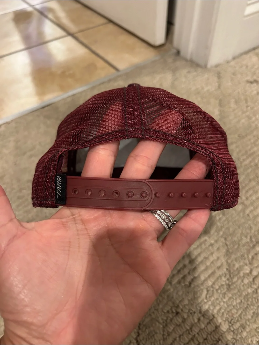 Goorin Bros Burgundy Panther Trucker Hat with Yellow Stitching - Picture 13 of 16